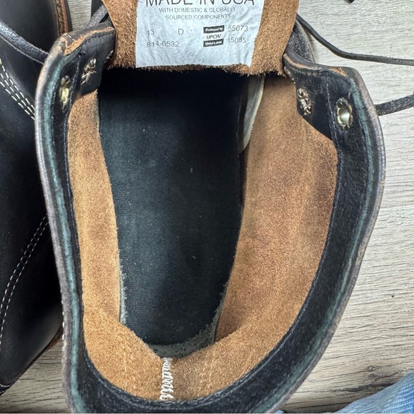 Thorogood 1892 Beloit Black Leather Boots Men’s Size 13 Work Cork Lace Up - Picture 12 of 15